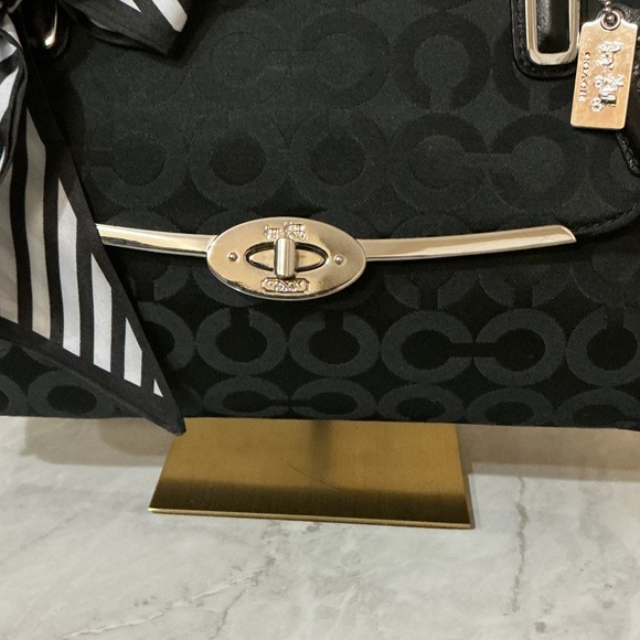 Coach Madison Op Art Sateen Madeline Satchel with silver hardware. (ECU) - Picture 9 of 14